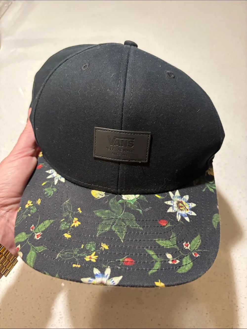 Vans Black Hat with Floral Brim